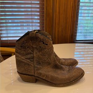 Steven By Steve Madden Brown Crackle Leather Zip Short Cowboy Boots (size 10)
